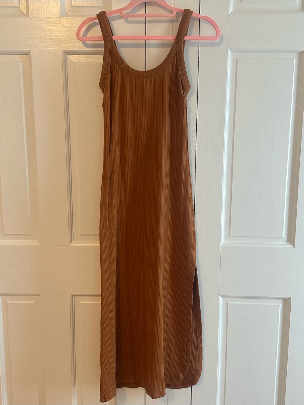 Vitamin A Ribbed Tank Dress in Rust